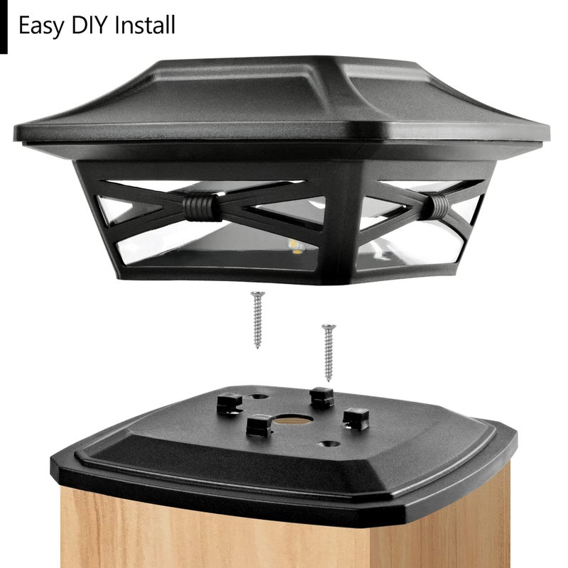 Davinci Lighting Flexfit Solar Outdoor Post Cap Lights - Includes Bases for 4x4 5x5 6x6 Wooden Posts - Bright LED Light - Slate Black (1 Pack) - Image 3